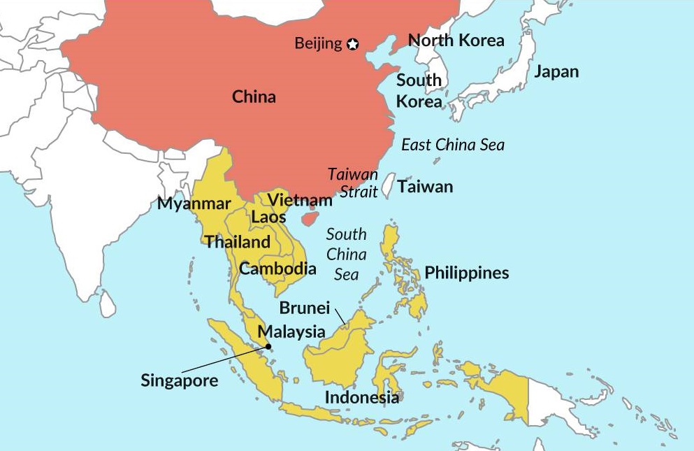 Карта юго восточной азии со странами крупно