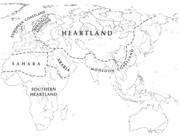 Хартленд что это такое. Маккиндер Хартленд геополитика. Маккиндер теория Хартленда. Хартленд Римленд теория. Геополитическая карта Маккиндера.