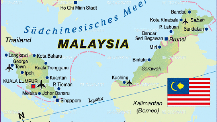 Malaysia liegt auf der malaiischen Halbinsel (dem südlichen Teil der indochinesischen Halbinsel) und den angrenzenden Inseln des malaiischen Archipels, am Schnittpunkt des Pazifischen und des Indischen Ozeans, in einem Gebiet, das traditionell Teil der "malaiischen Welt" ist (der Begriff "malaiische Welt", Dunia Melayu oder Alam Melayu, bezieht sich im Allgemeinen auf geografische und kulturelle Gebiete, in denen einige ethnische Gruppen Indochinas beheimatet sind, darunter vor allem das heutige Malaysia, I